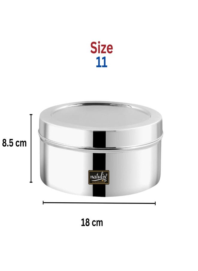 NATULIX Stainless Steel Masala Container | Masala box for Kitchen | Spice Box | Masala Dabba with 7 Containers and Small Spoon | Silver | Medium 18cm | 1.5 Ltr - Image 4